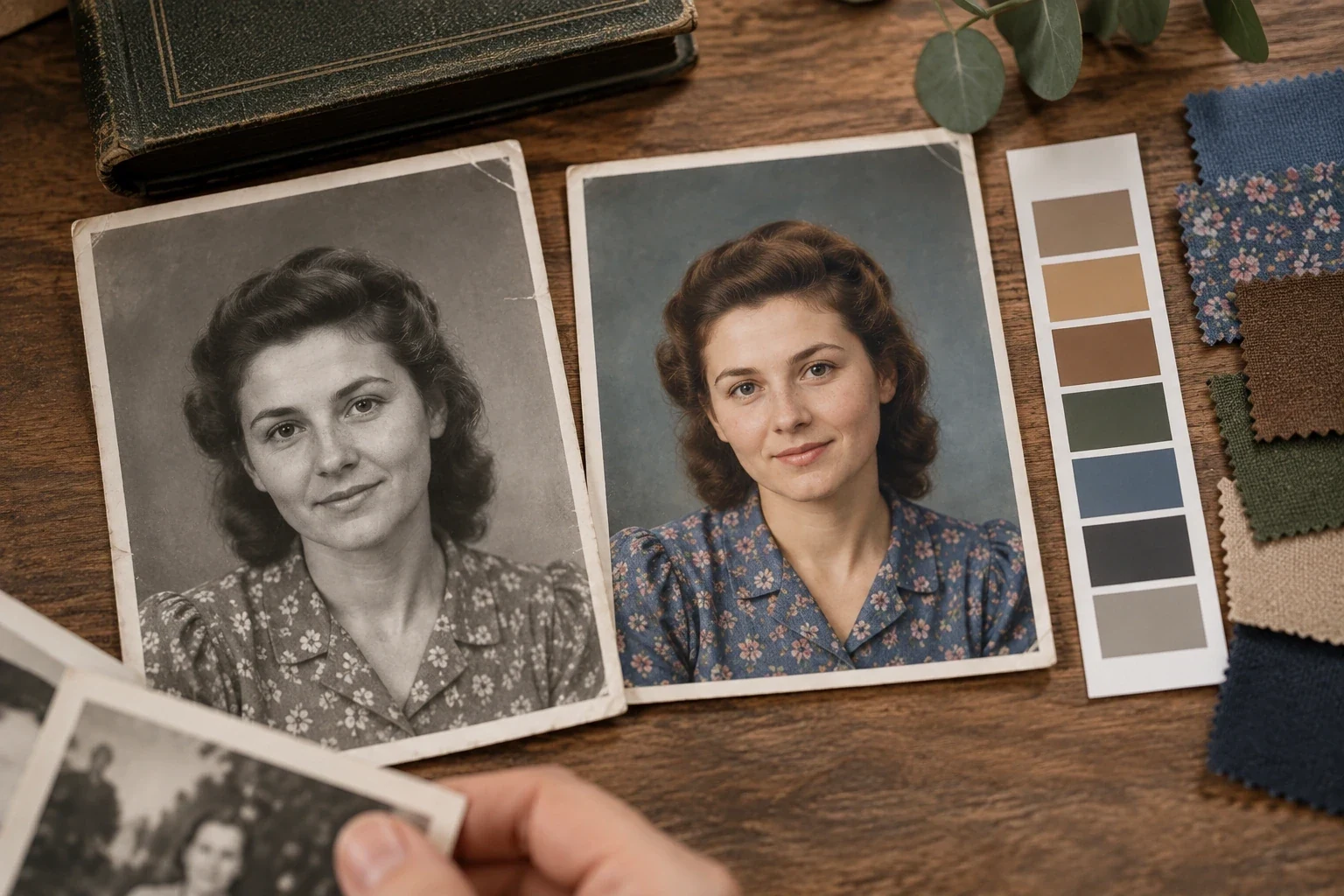 Старая фотография до и после цифровой реставрации — этап или дополнительный пример 2 к статье «Как раскрасить старую чёрно-белую фотографию»