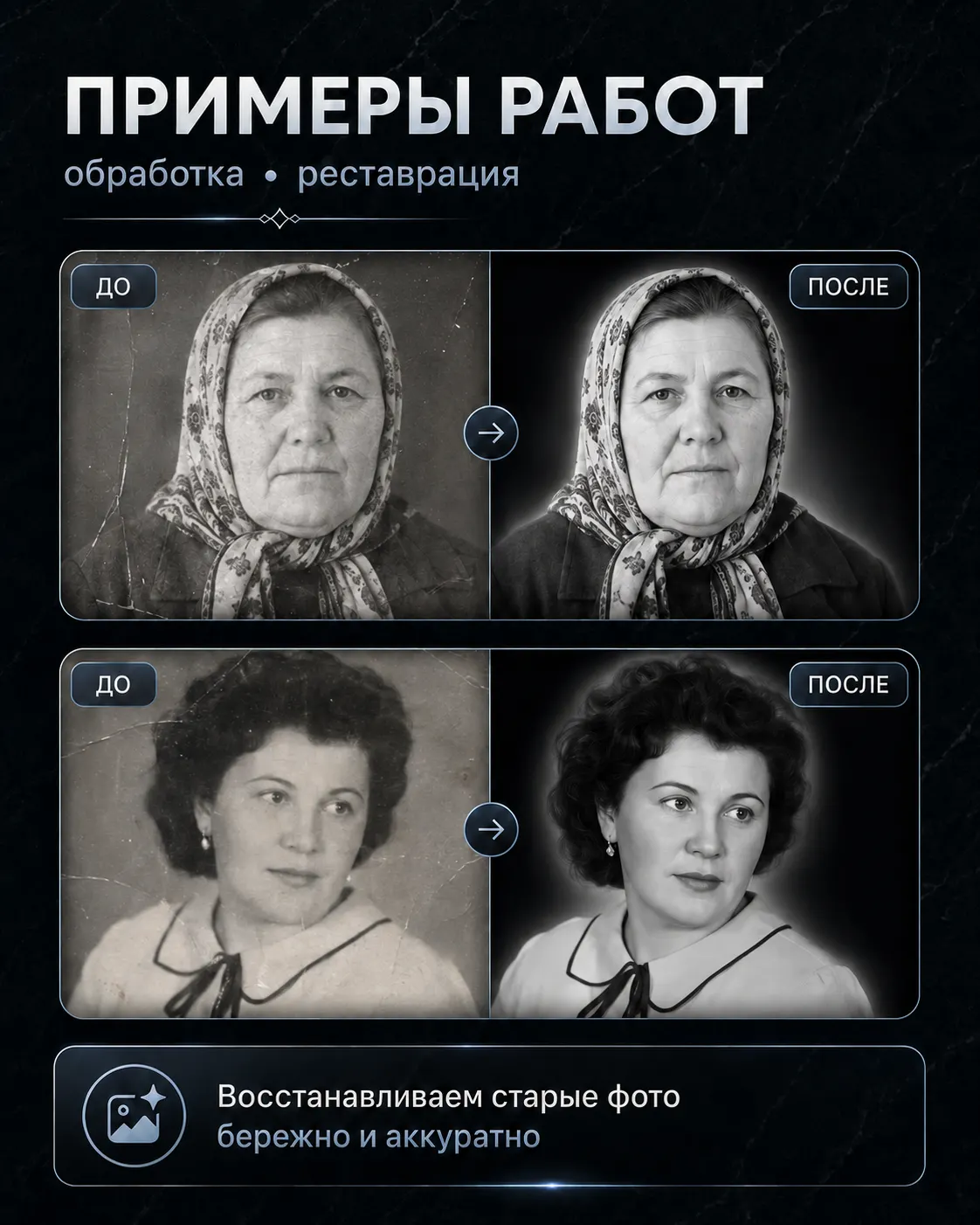 Иллюстрация услуги: Подготовка фото для фотокерамики на памятник